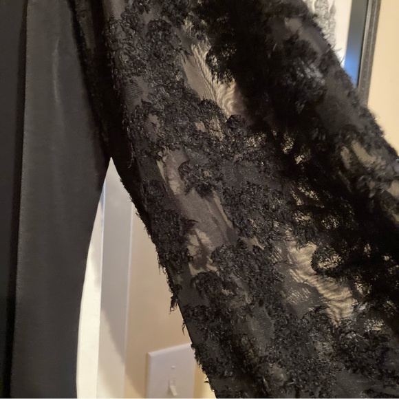 Fuzzy flounce sleeve tie neck blouse - Picture 7 of 8